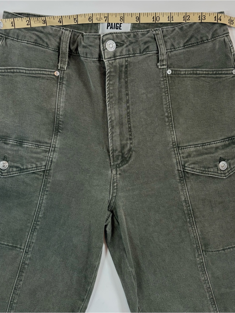 PAIGE Alexis Utility Barrel Leg Jeans Olive Green High Rise Crop Women’s 29 - Picture 10 of 14